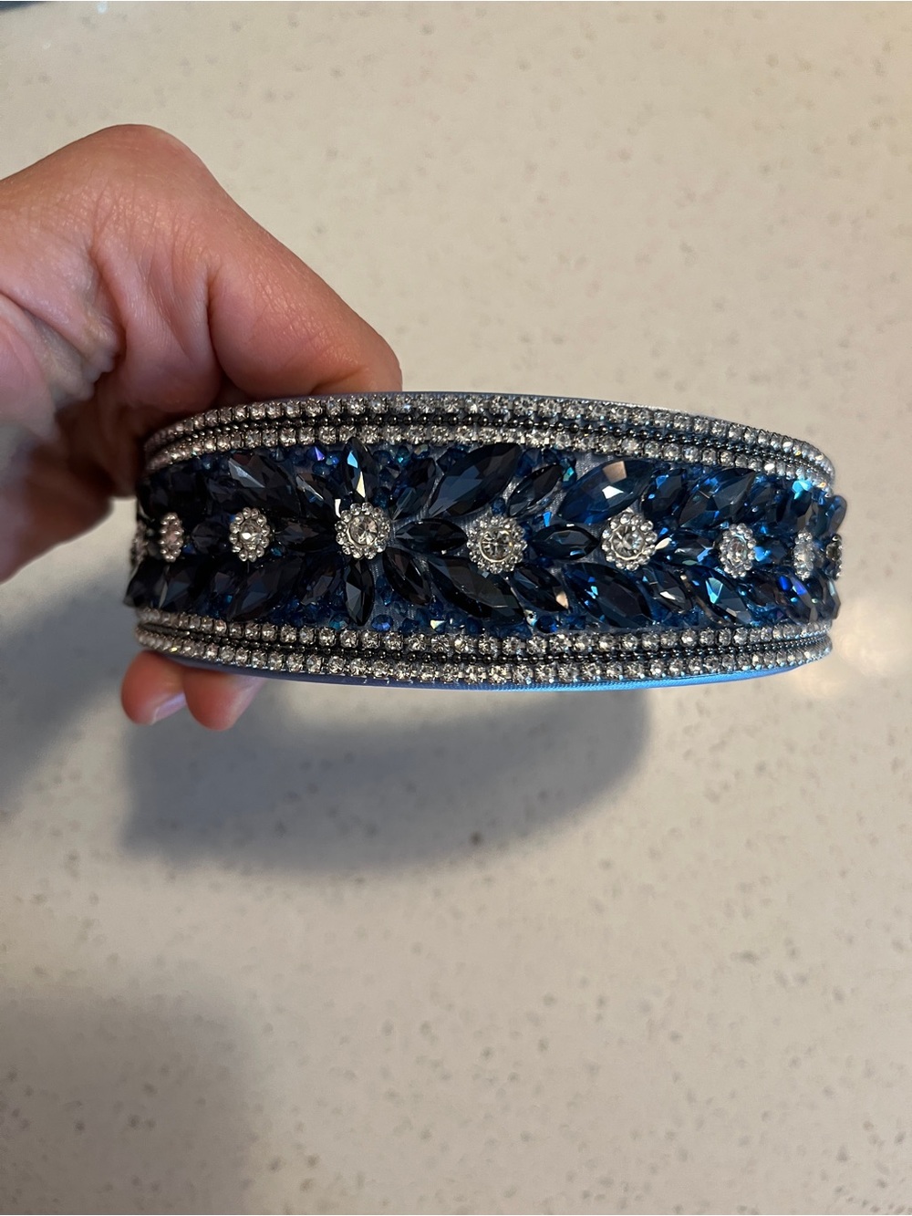 Embellished Blue Crystal Headband - Picture 6 of 10